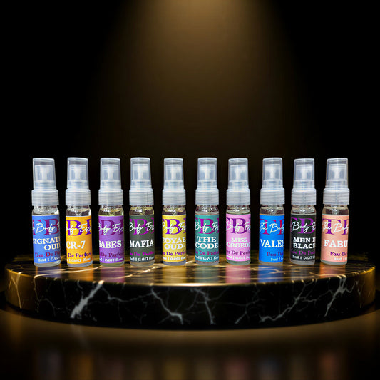 Luxury Perfume Trial Pack 5ml x 10 (𝐈𝐧𝐬𝐩𝐢𝐫𝐞𝐝 𝐛𝐲 𝐈𝐧𝐭𝐞𝐫𝐧𝐚𝐭𝐢𝐨𝐧𝐚𝐥 𝐏𝐞𝐫𝐟𝐮𝐦𝐞𝐬)
